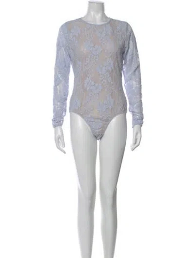 Pre-owned Zimmermann Floral Print Crew Neck Bodysuit In Blue