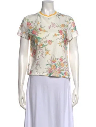Pre-owned Zimmermann Floral Print Crew Neck T-shirt In White