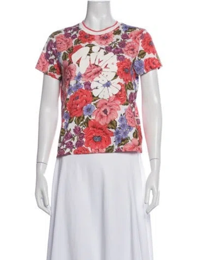 Pre-owned Zimmermann Floral Print Crew Neck T-shirt In White