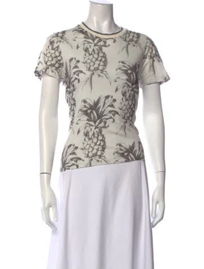 Pre-owned Zimmermann Floral Print Crew Neck T-shirt In White