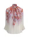 Zimmermann Floral Print Crush Blouse In Neutral