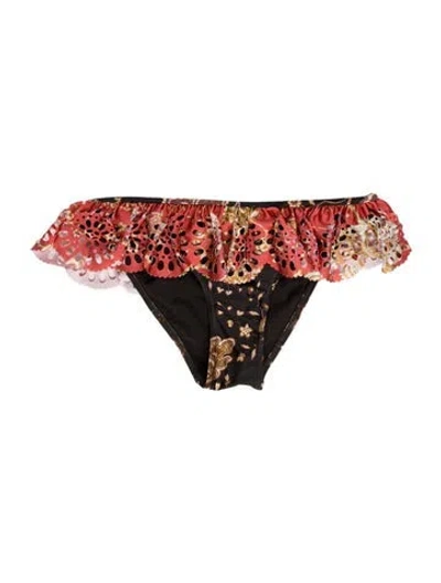 Pre-owned Zimmermann Floral Print Cutout Accent Bottoms W/ Tags In Red