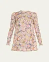 Zimmermann Illustration Crystal-embellished Floral-print Linen And Silk-blend Organza Mini Dress In Sorbetto Eden
