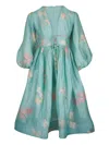 Zimmermann Womens Mint Hibiscus Illuminate Billow Embroidered Linen-silk Maxi Dress In Blue
