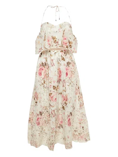 Pre-owned Zimmermann Floral-print Dress In White