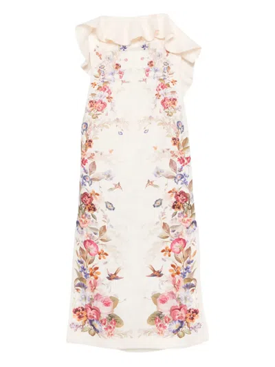 Zimmermann Floral Print Frilled Dress In Multi