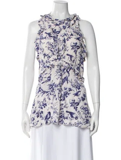 Pre-owned Zimmermann Floral Print Halterneck Blouse In Neutral