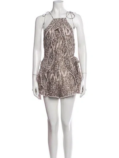 Pre-owned Zimmermann Floral Print Halterneck Romper In Pink