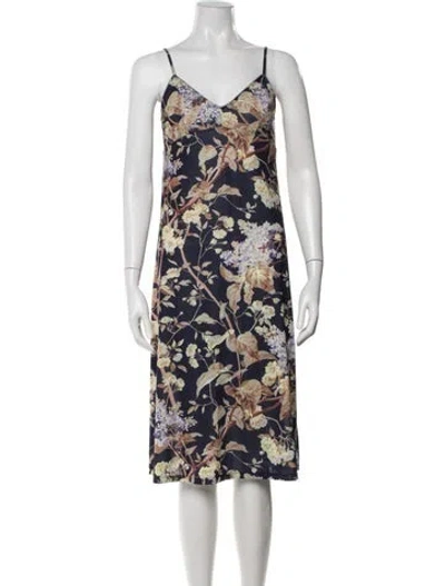Pre-owned Zimmermann Floral Print Knee-length Dress In Blue