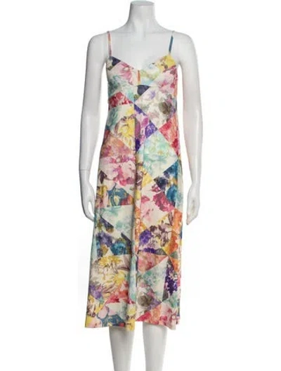 Pre-owned Zimmermann Floral Print Knee-length Dress In Neutral