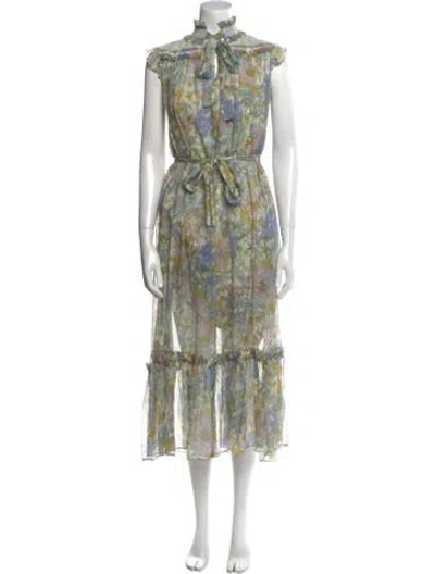 Pre-owned Zimmermann Floral Print Knee-length Dress In Neutral