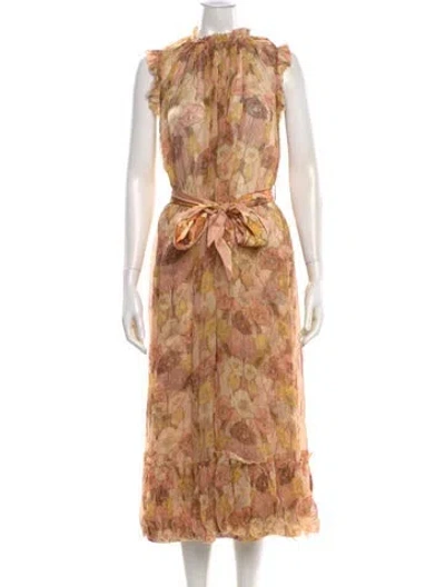 Pre-owned Zimmermann Floral Print Knee-length Dress In Neutral