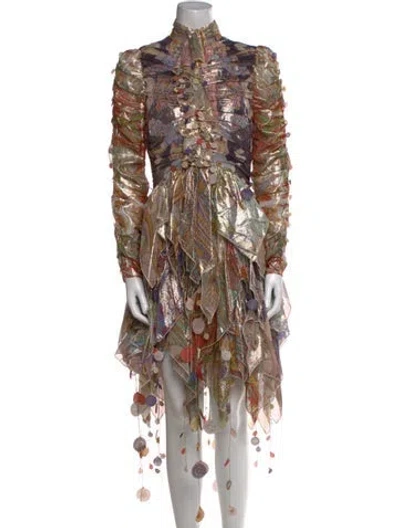 Pre-owned Zimmermann Floral Print Knee-length Dress In Neutral