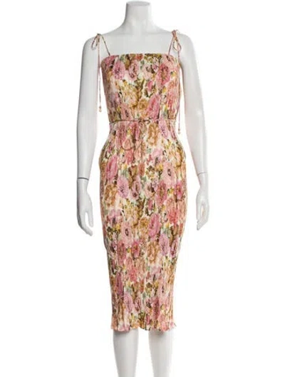 Pre-owned Zimmermann Floral Print Knee-length Dress In Pink