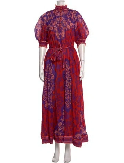 Pre-owned Zimmermann Floral Print Knee-length Dress In Red