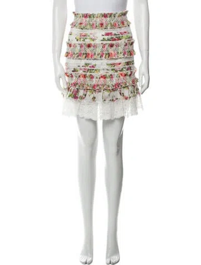 Pre-owned Zimmermann Floral Print Knee-length Skirt In White