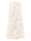 Zimmermann Floral-print Lace-insert Trousers In Neutral