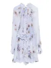 Zimmermann Floral Print Light Purple Playsuit With Ruffled Hem In White
