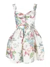 Zimmermann Matchmaker Belted Printed Linen And Silk-blend Mini Dress In Multicolour