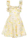 ZIMMERMANN FLORAL PRINT LINEN AND SILK BLEND MINI DRESS