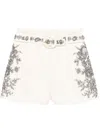 Zimmermann High Waist Floral Embroidery Belted Shorts