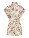 Zimmermann Floral Print Linen Jumpsuit In Black