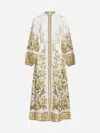 Zimmermann Golden Belted Floral-print Linen Midi Dress In Sage Toile Floral