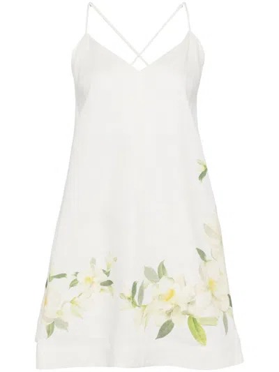 ZIMMERMANN FLORAL PRINT LINEN MINI DRESS