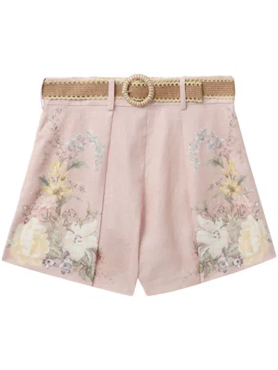 ZIMMERMANN FLORAL PRINT LINEN SHORTS