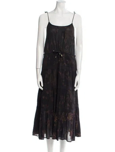 Pre-owned Zimmermann Floral Print Long Dress In Black