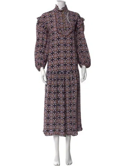 Pre-owned Zimmermann Floral Print Long Dress In Black