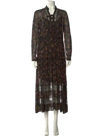 Pre-owned Zimmermann Floral Print Long Dress In Black