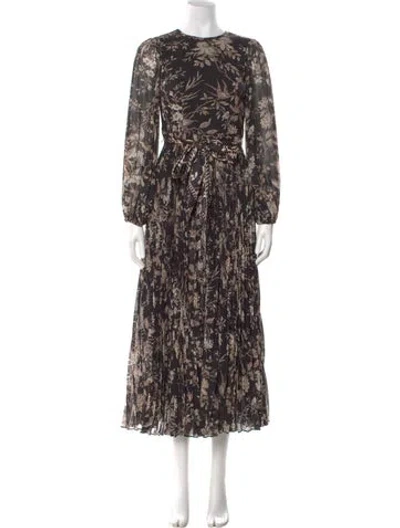 Pre-owned Zimmermann Floral Print Long Dress In Black