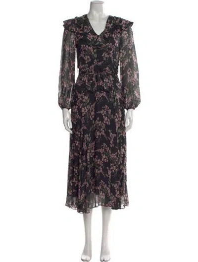 Pre-owned Zimmermann Floral Print Long Dress In Black