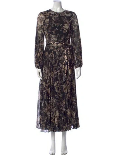 Pre-owned Zimmermann Floral Print Long Dress In Black