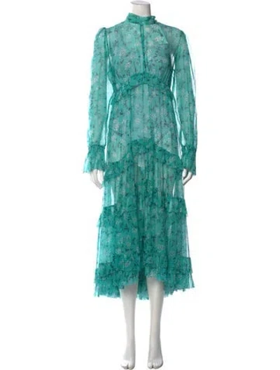 Pre-owned Zimmermann Floral Print Long Dress In Blue