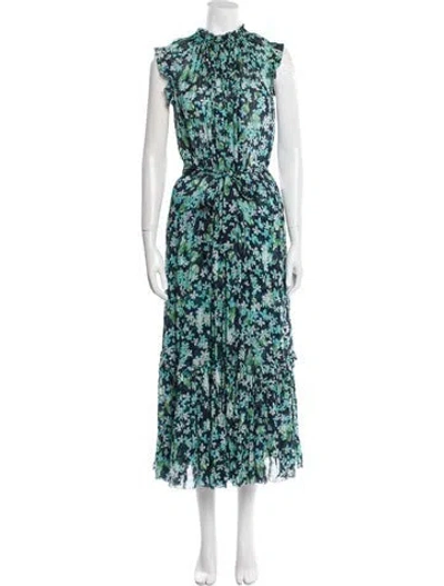 Pre-owned Zimmermann Floral Print Long Dress In Blue