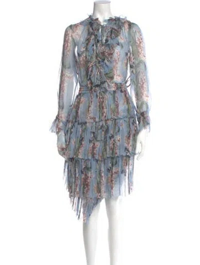 Pre-owned Zimmermann Floral Print Long Dress In Blue
