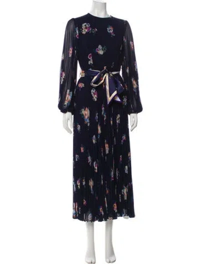 Pre-owned Zimmermann Floral Print Long Dress In Blue