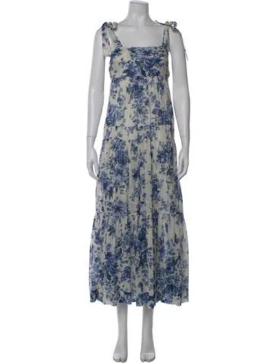 Pre-owned Zimmermann Floral Print Long Dress In Blue
