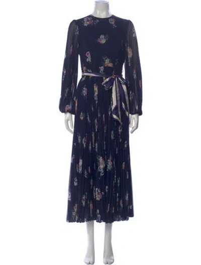 Pre-owned Zimmermann Floral Print Long Dress In Blue
