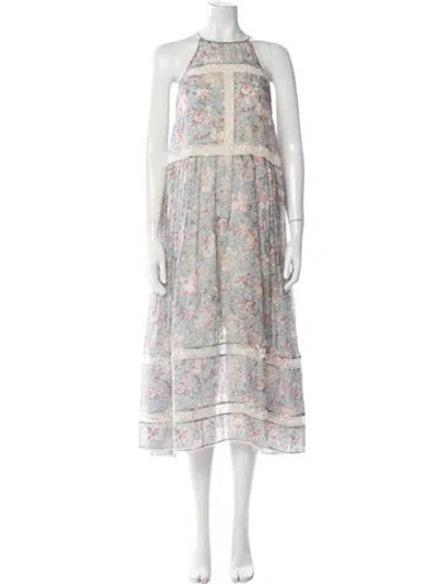 Pre-owned Zimmermann Floral Print Long Dress In Blue