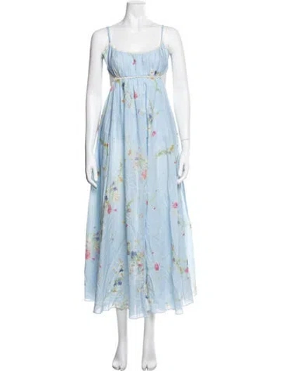 Pre-owned Zimmermann Floral Print Long Dress In Blue
