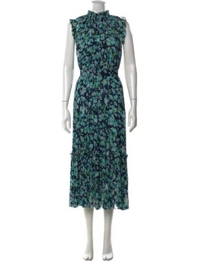 Pre-owned Zimmermann Floral Print Long Dress In Blue