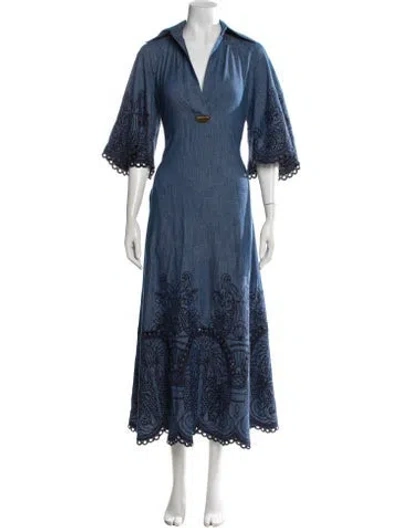 Pre-owned Zimmermann Floral Print Long Dress In Blue