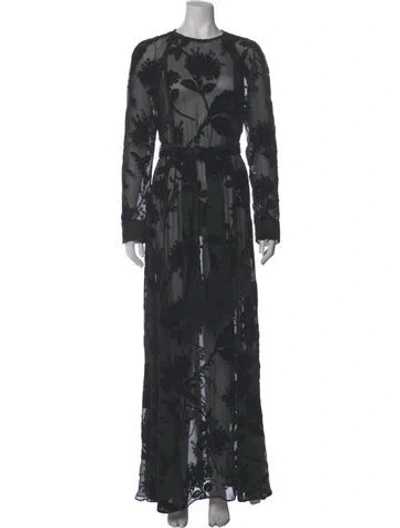 Pre-owned Zimmermann Floral Print Long Dress In Gray