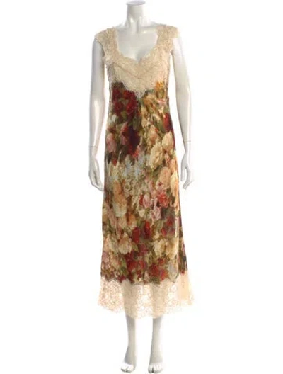 Pre-owned Zimmermann Floral Print Long Dress In Green