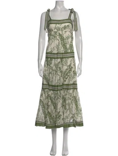 Pre-owned Zimmermann Floral Print Long Dress In Green