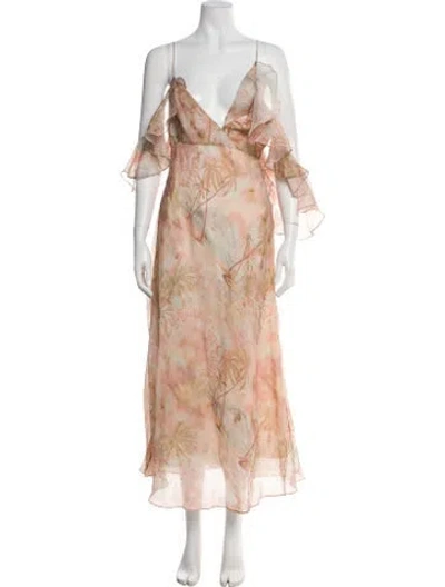 Pre-owned Zimmermann Floral Print Long Dress In Multi