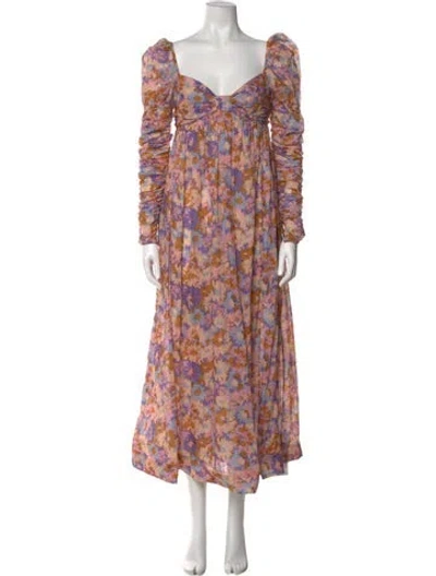 Pre-owned Zimmermann Floral Print Long Dress In Multi